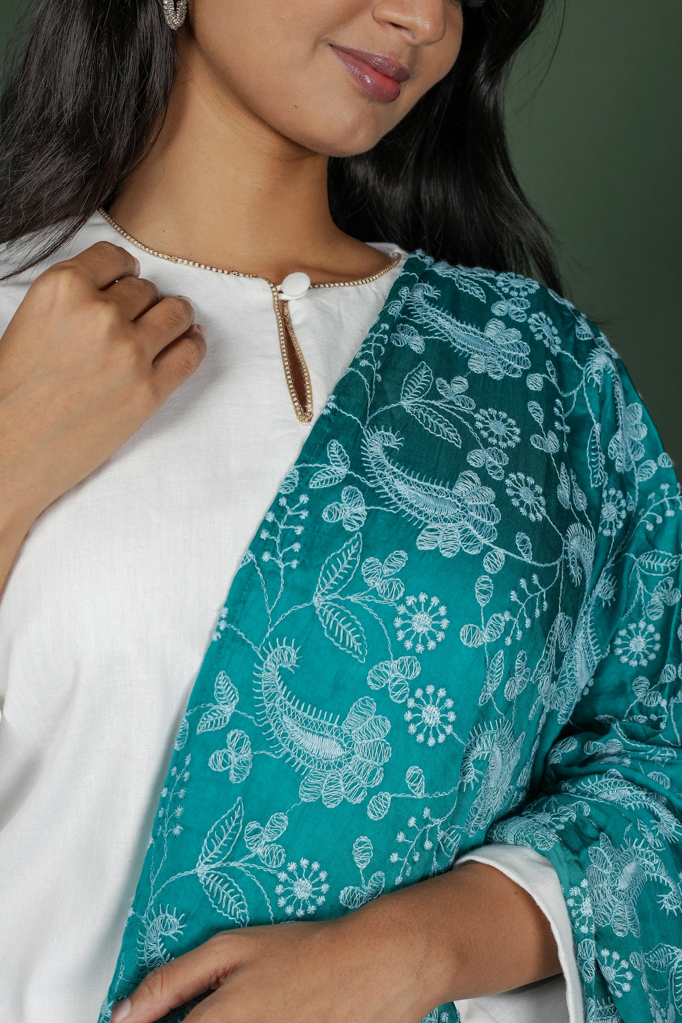 White Cotton Kurta with Phulkari Dupatta