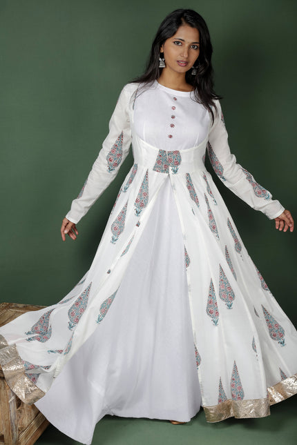 White Umbrella Cut Dress