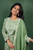 Green Block Printed Cotton Salwar Suit