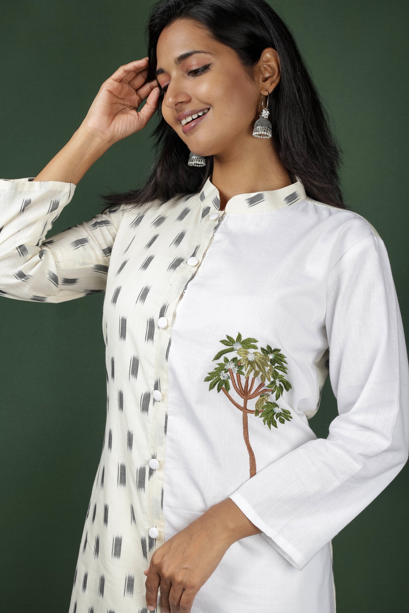 White Ikat Cotton Co-ord Set