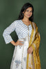 White Cotton Block Print Dress with Dupatta