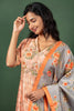 Orange Straight Cut Kurtha with Yolk Embroidery with Silk Floral Dupatta