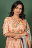 Orange Straight Cut Kurtha with Yolk Embroidery with Silk Floral Dupatta