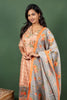 Orange Straight Cut Kurtha with Yolk Embroidery with Silk Floral Dupatta