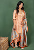 Orange Straight Cut Kurtha with Yolk Embroidery with Silk Floral Dupatta
