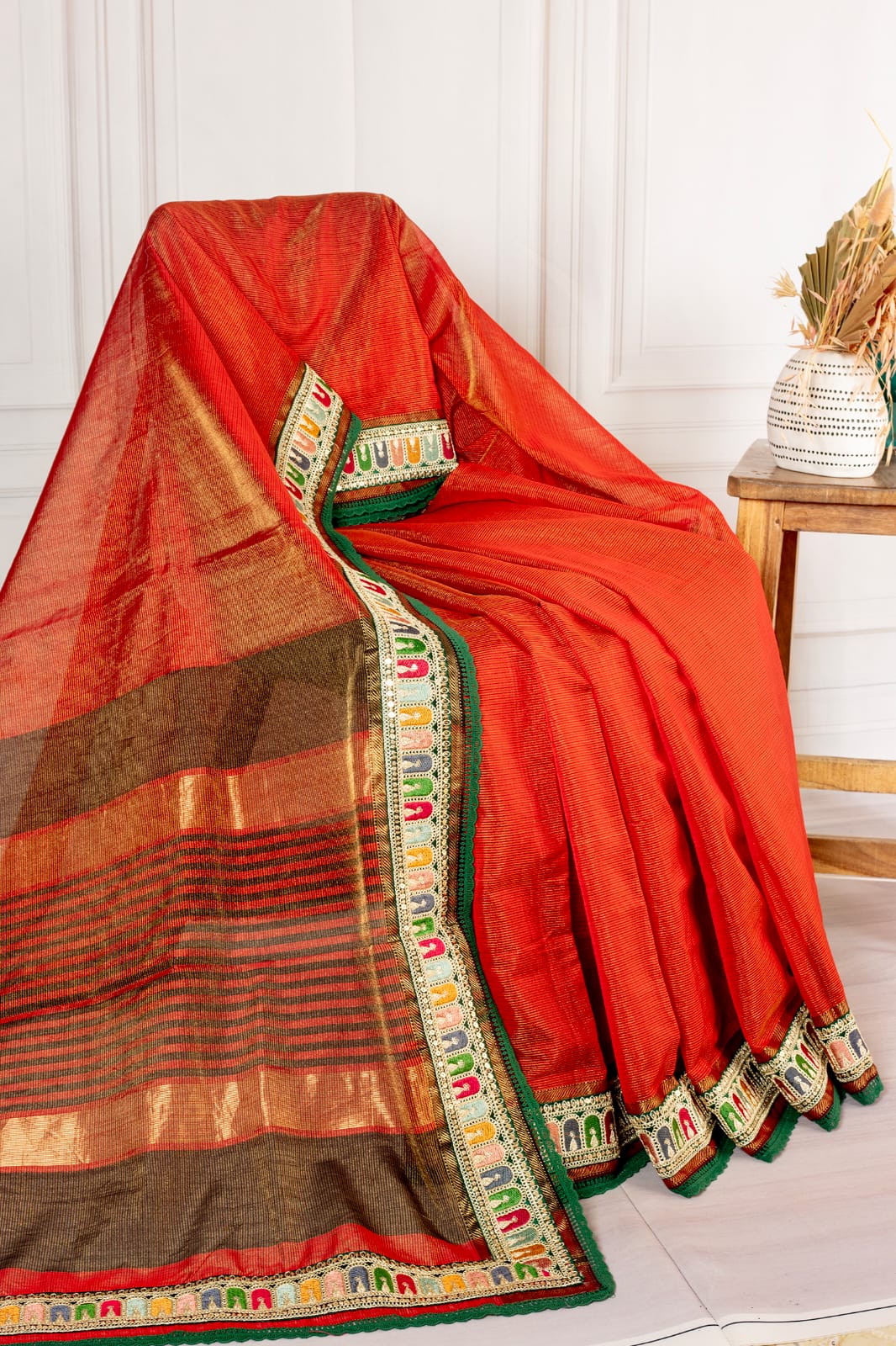 Vermilion Heritage Linen Silk Saree