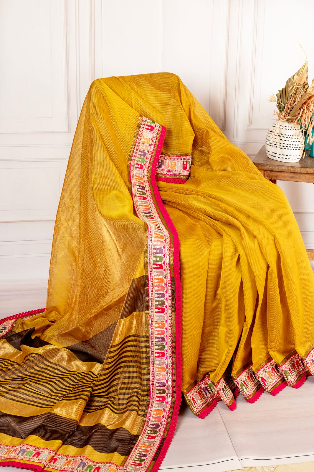 Mustard Glow Linen Silk Saree
