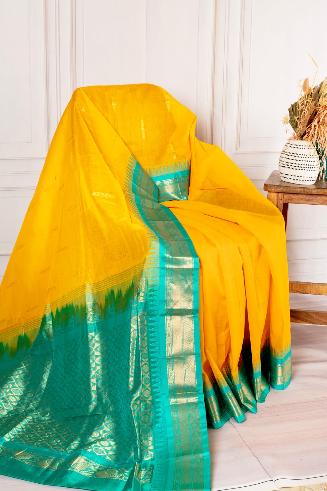 Sunbeam Teal Kanjivaram Silk Saree