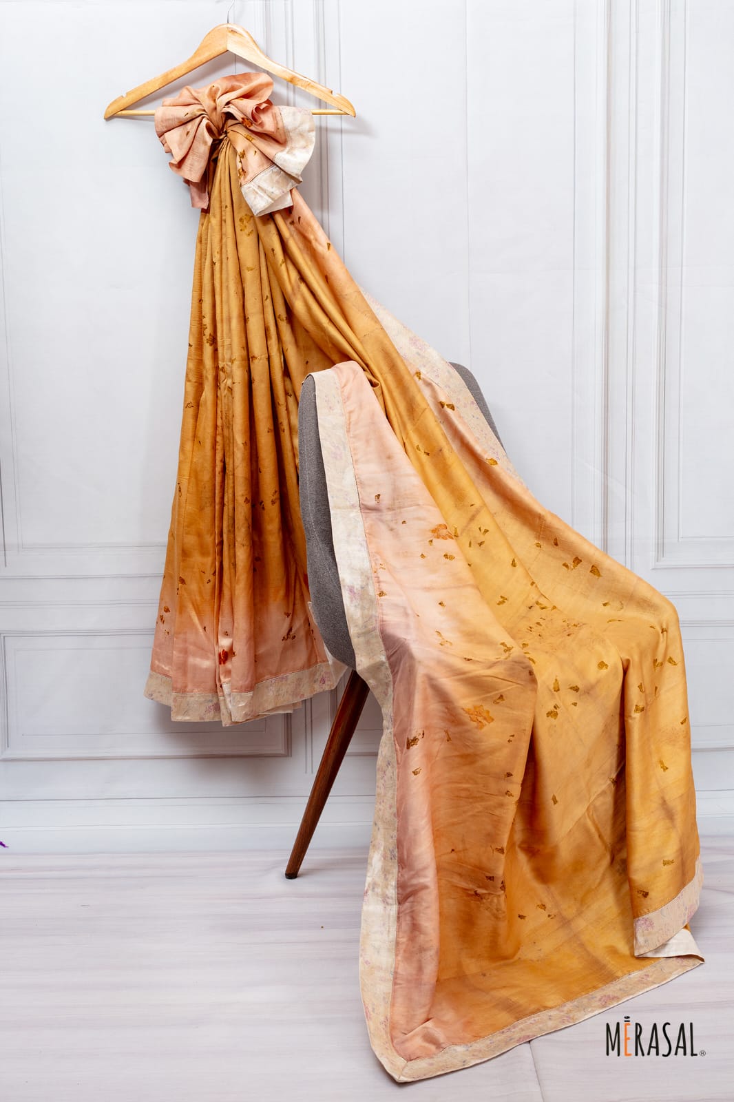 Golden Blush Linen Silk Saree
