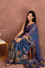 Midnight Garden Digital Print Kota Doria Saree
