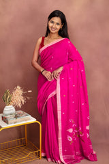 Pink Floral Cotton Saree