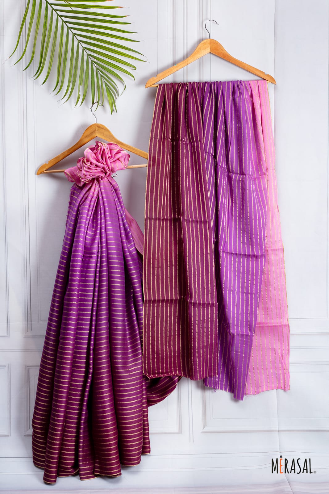 Royal Orchid Striped Linen Silk Saree
