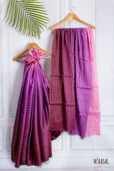 Royal Orchid Striped Linen Silk Saree