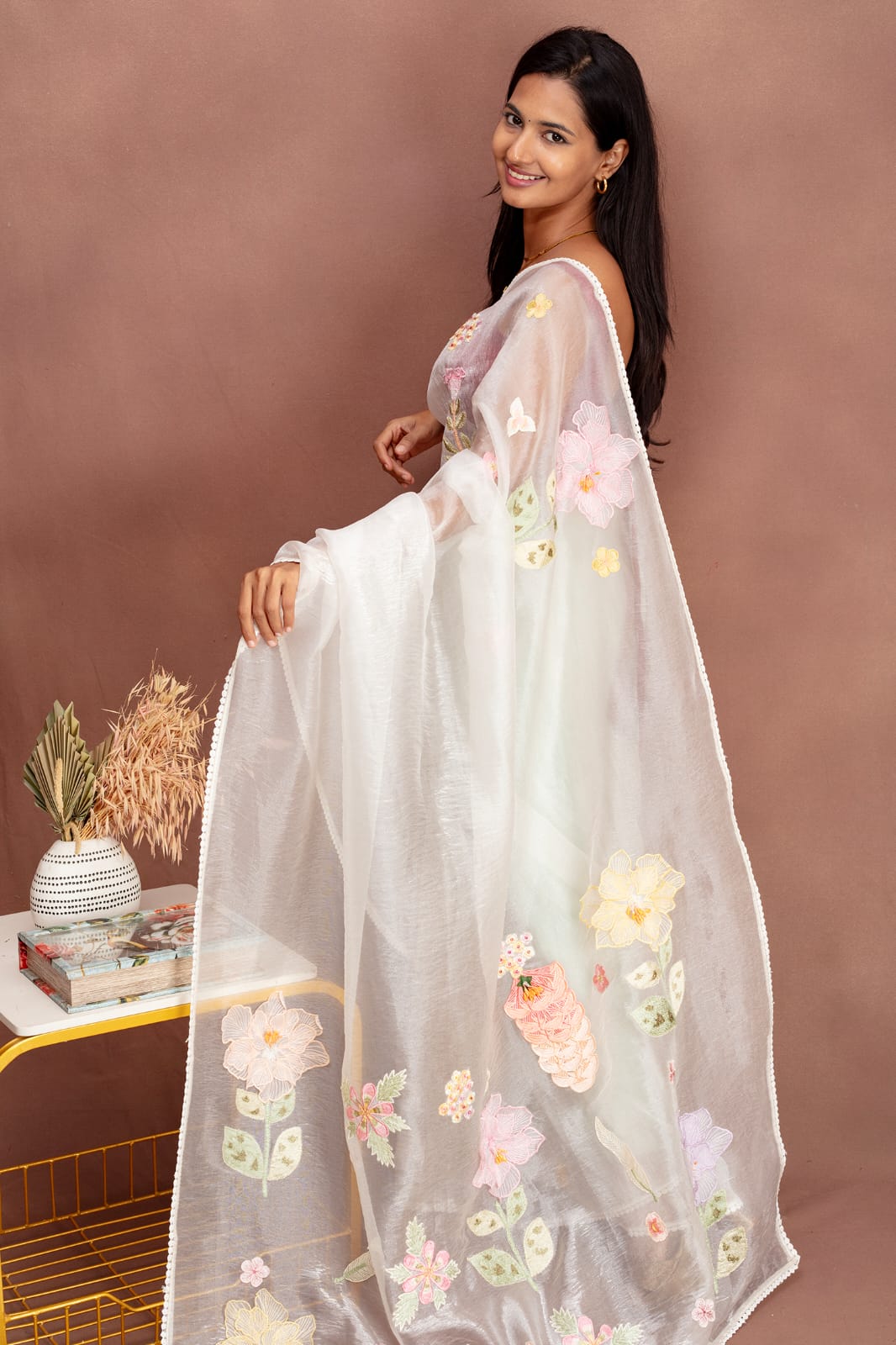 Ivory Blossom Saree