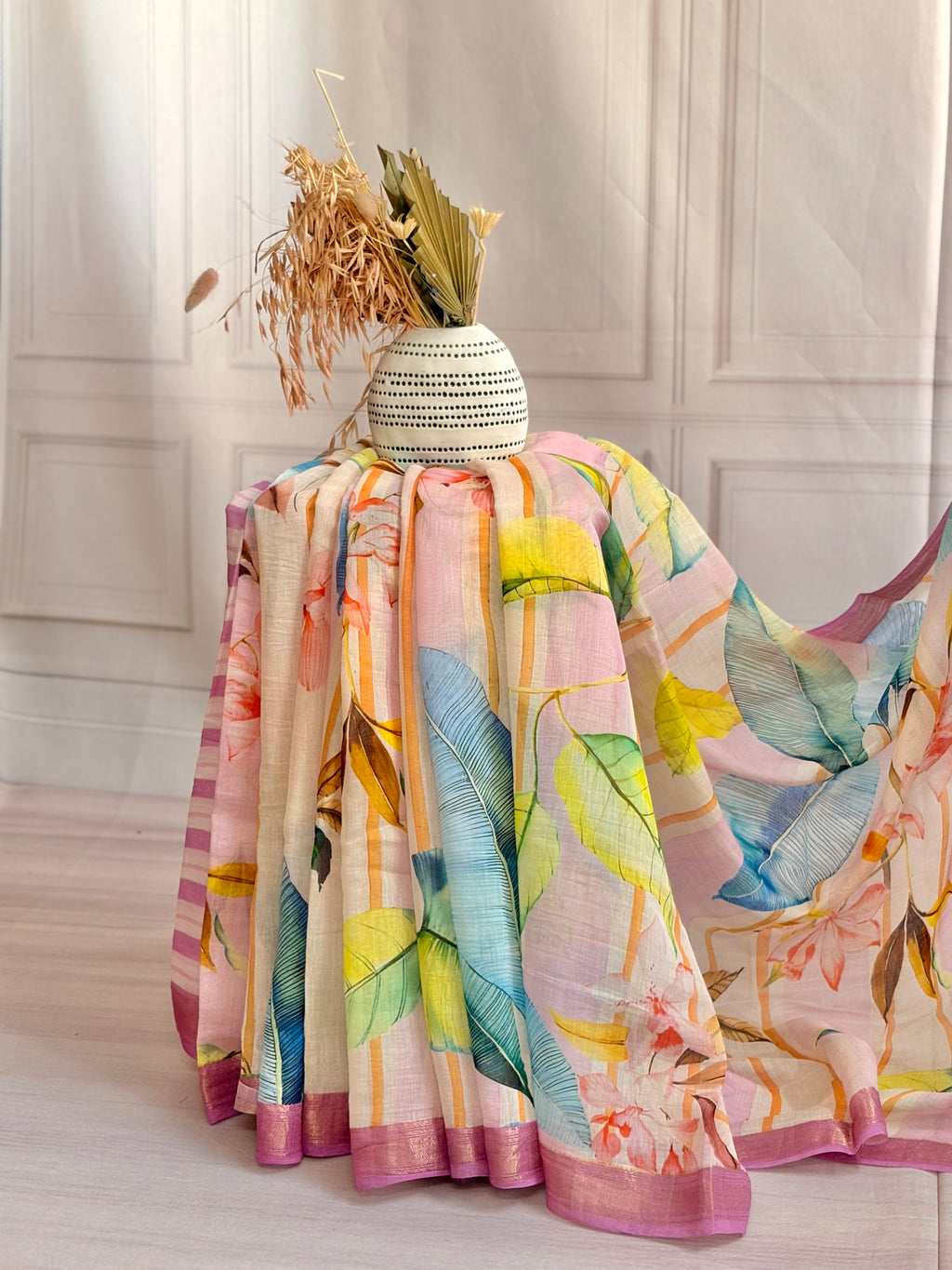 Pastel Bloom Cotton Saree