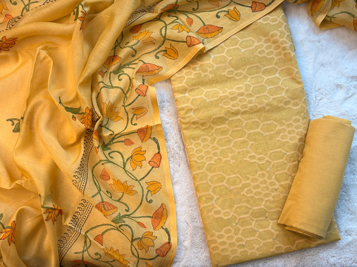 Mustard Meadow: Elegant Yellow Unstitched Salwar Suit Set