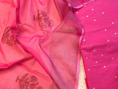 Rani Radiance: Vibrant Pink Unstitched Salwar Suit Set