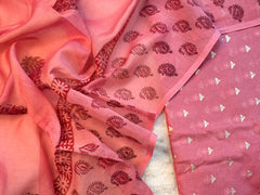Rosewood Romance: Dusty Pink Unstitched Salwar Suit Set